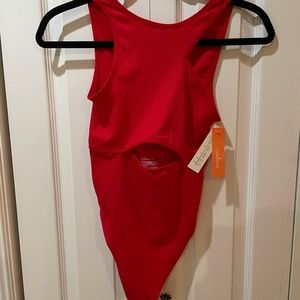 Colsie red bodysuit with cut out. New with tags. Size small.